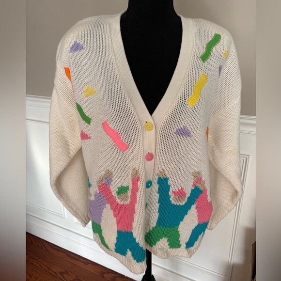 Vintage 1980’s knit cardigan party/ fun confetti - Picture 3 of 13